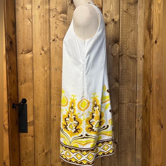 Maggy London 10 Cream Yellow Retro Shift Knee Length Dress - Picture 4 of 7